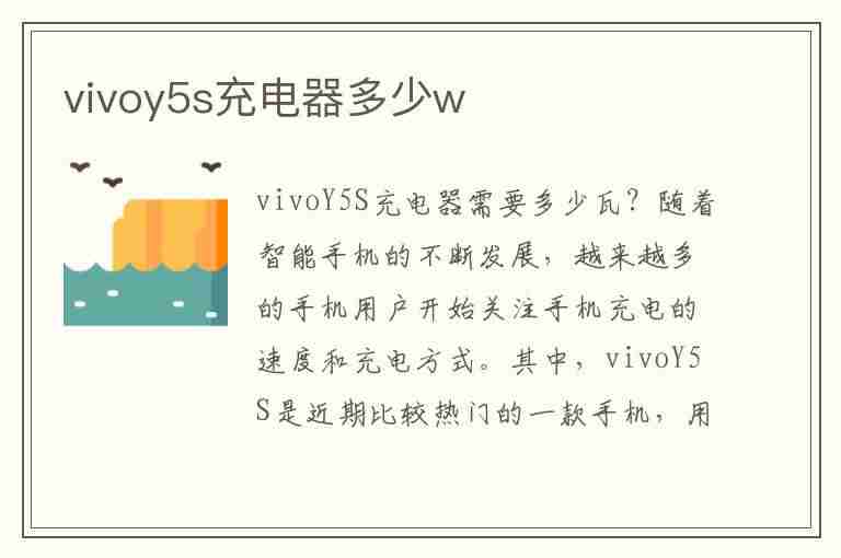 vivoy5s充电器多少w(vivoy5s充电器多少瓦)